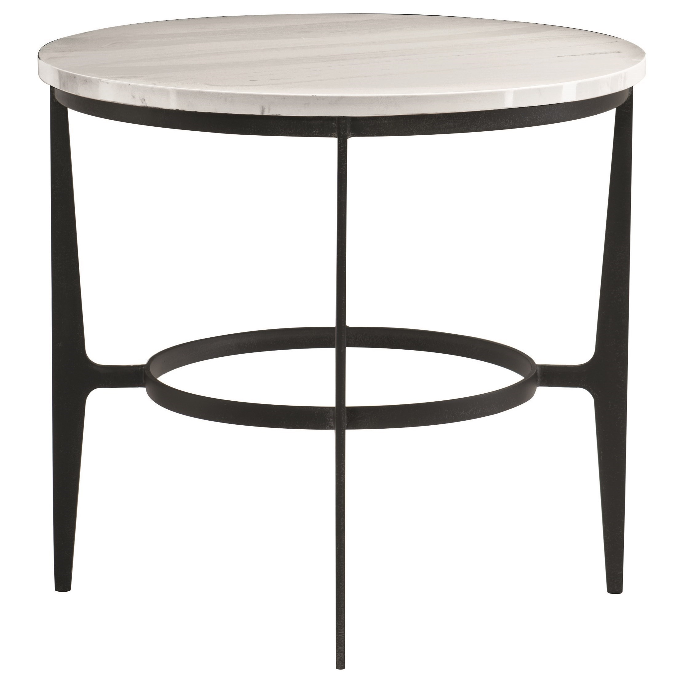 Bernhardt Avondale Contemporary Round Metal End Table with Ceramic